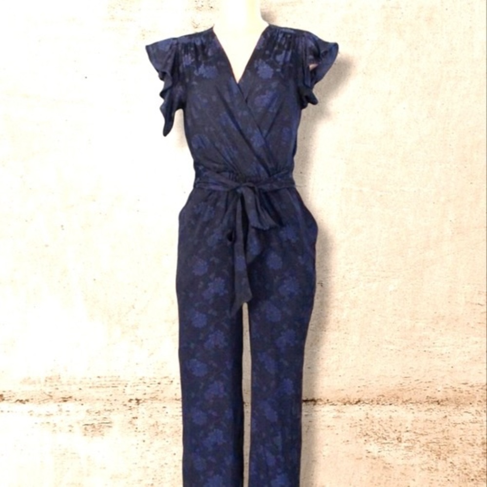 Chelsea &Violet Women’s Midnight Navy Jumpsuit-Sz L - Brand Anthropology